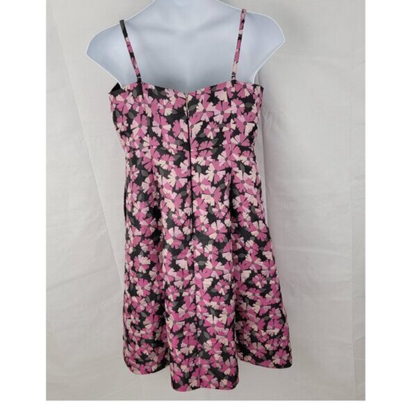 KATE SPADE Womens 14 Wallflower Jacquard Dress Pink Black Metallic A Line Knee - Picture 4 of 16